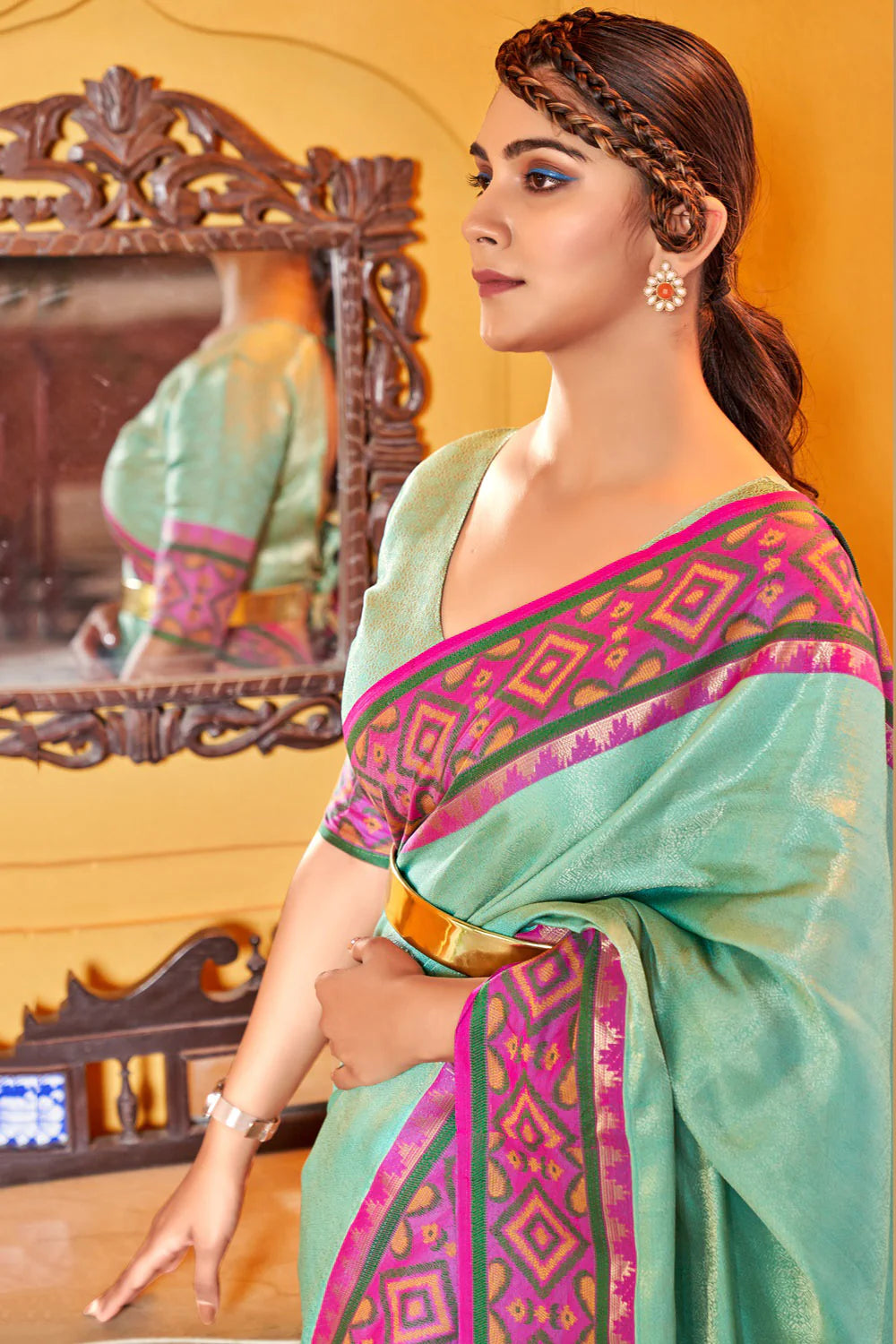 Pista Sara Kanjivaram Silk Saree