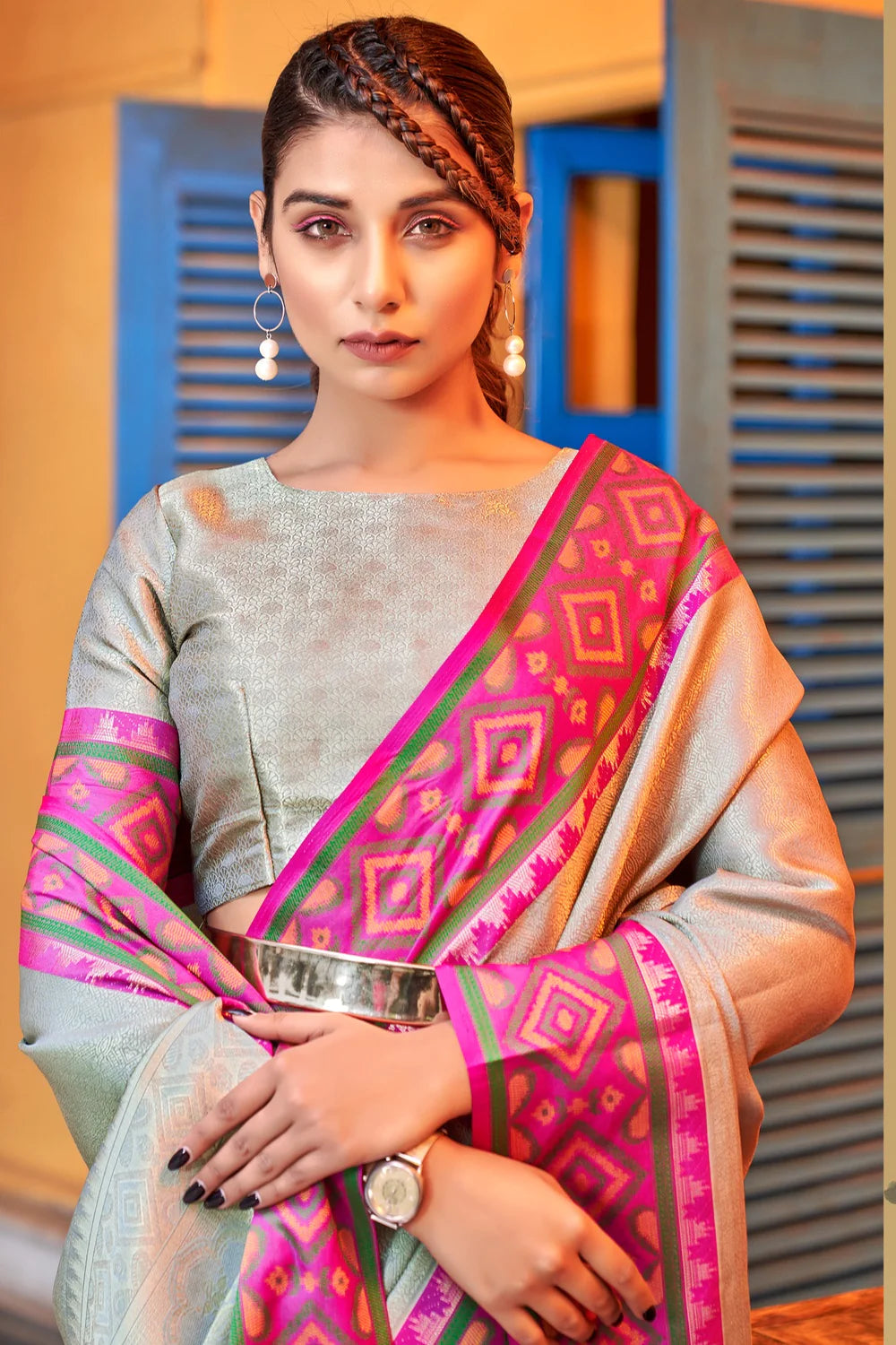 Grey Sara Kanjivaram Silk Saree