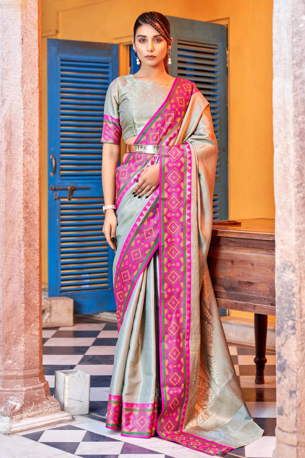 Grey Sara Kanjivaram Silk Saree