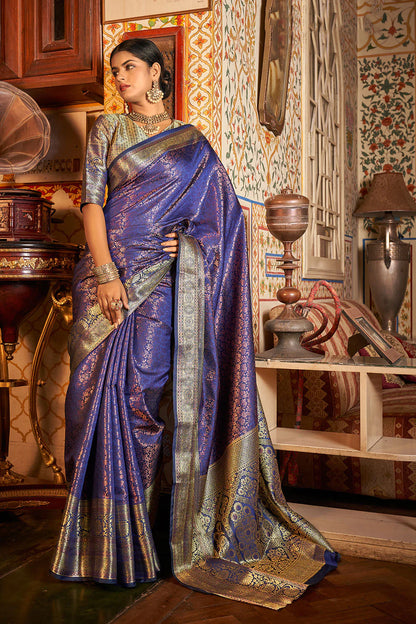 Purple Veena Kanjivaram Silk Saree