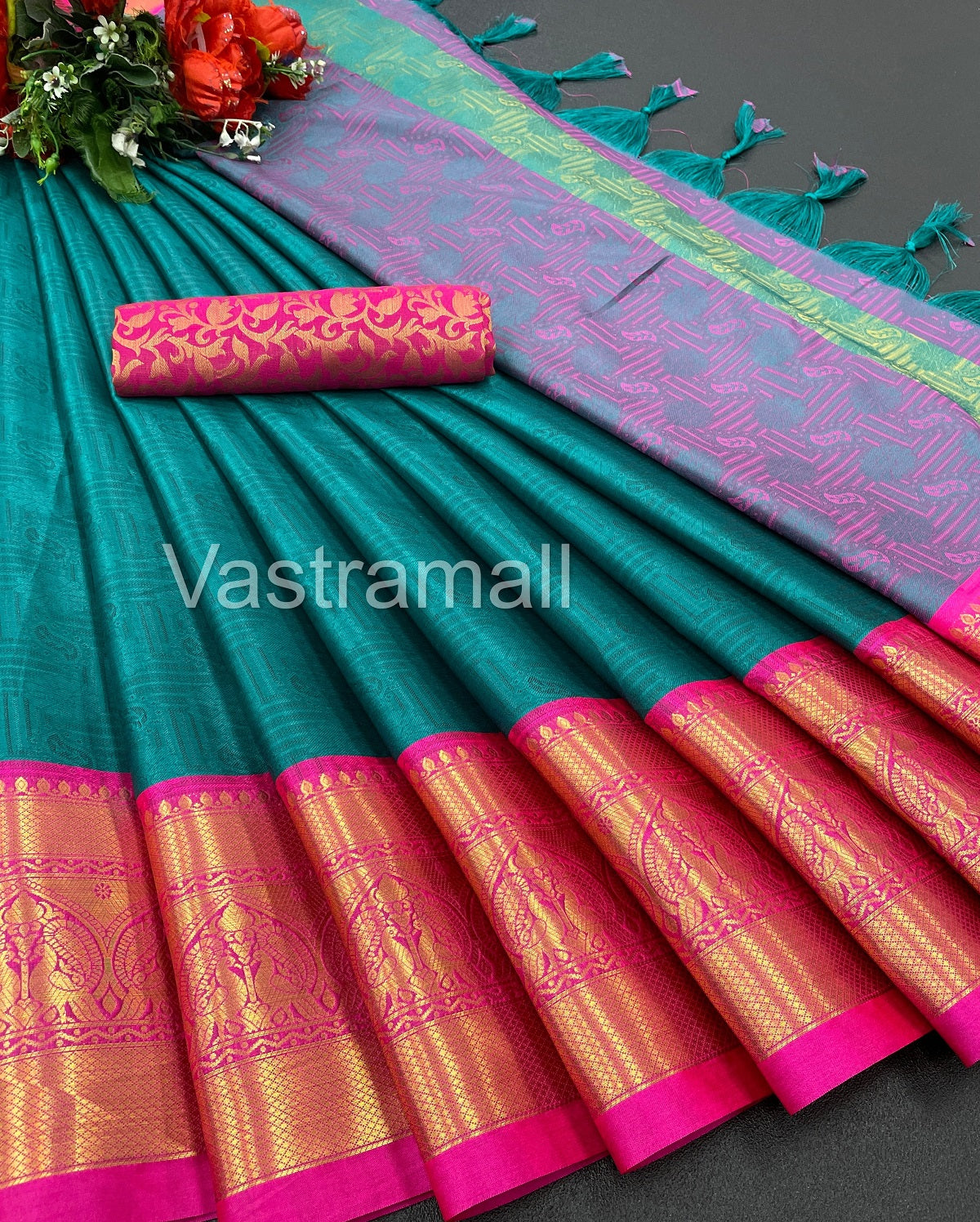 Rubina Rama Pink Cotton Silk Saree