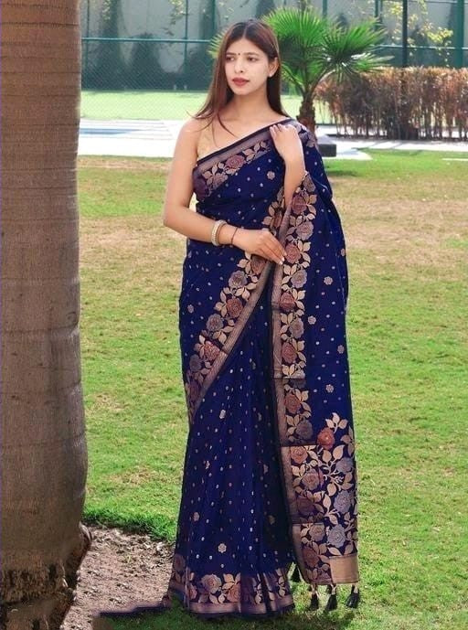 Kalpana NavyBlue Banarasi Silk Saree