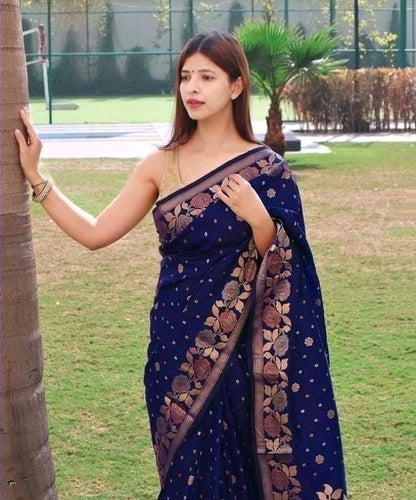 Kalpana NavyBlue Banarasi Silk Saree