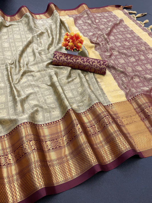 Krisha Golden Cotton Silk Saree