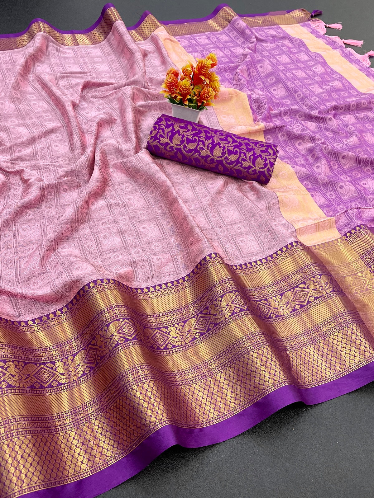 Krisha Purple Cotton Silk Saree