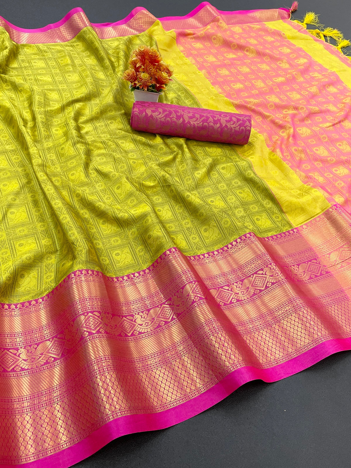 Krisha Green Cotton Silk Saree