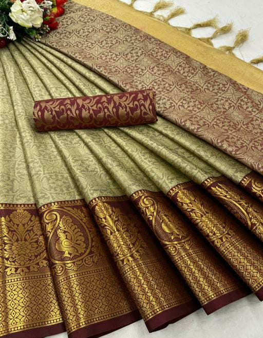 Yashvi Dark Beige Cotton Silk Saree