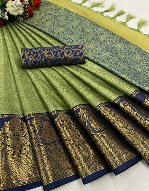 Yashvi Mehendi Green Cotton Silk Saree