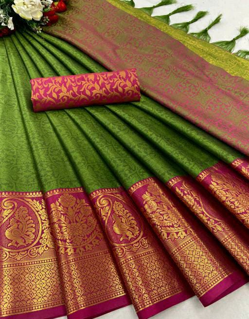 Yashvi Dark Green Cotton Silk Saree