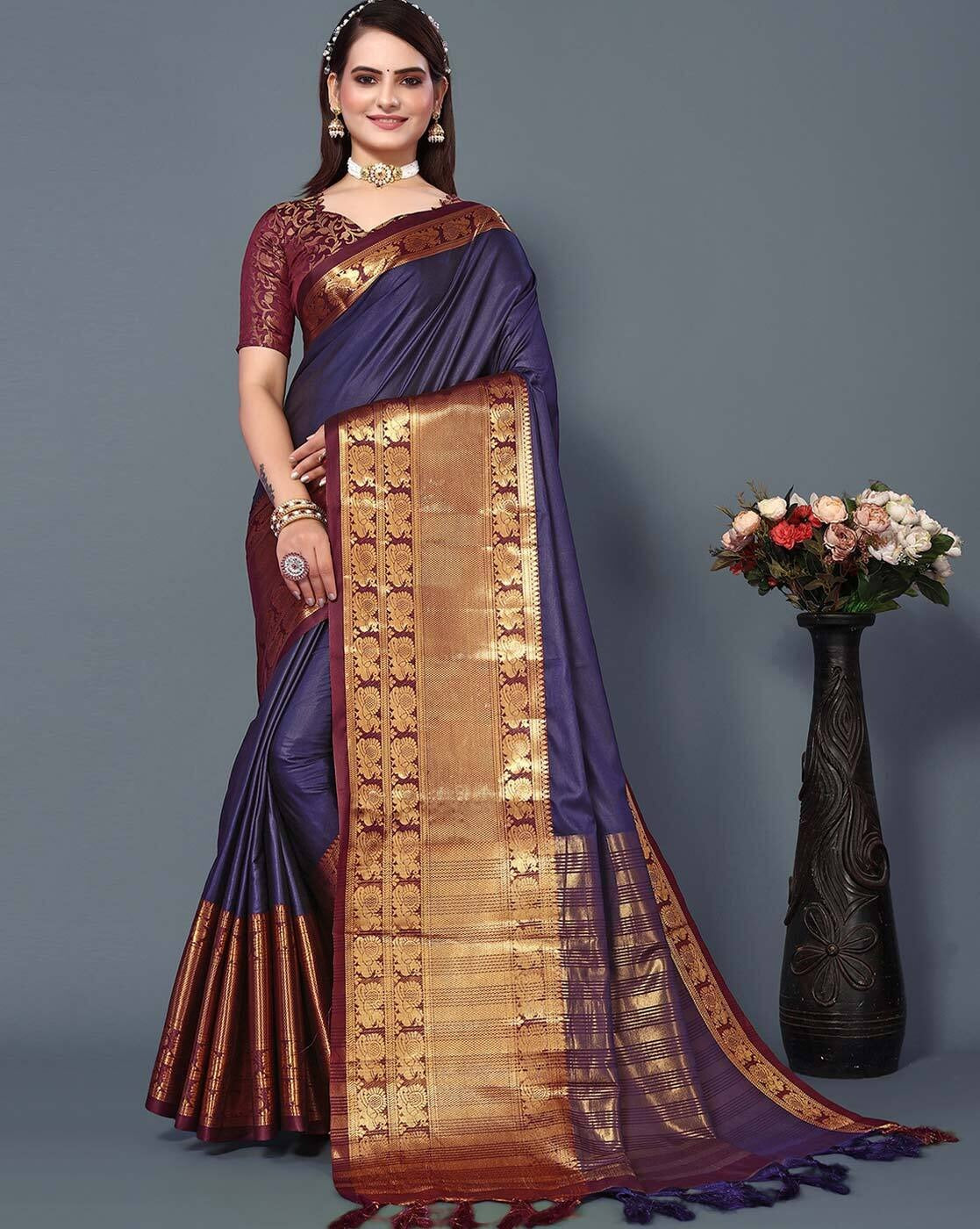 Fiza NavyBlue Cotton Silk Saree