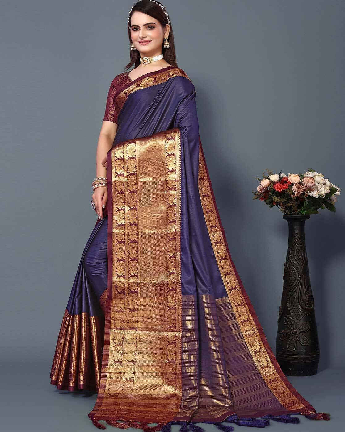 Fiza NavyBlue Cotton Silk Saree