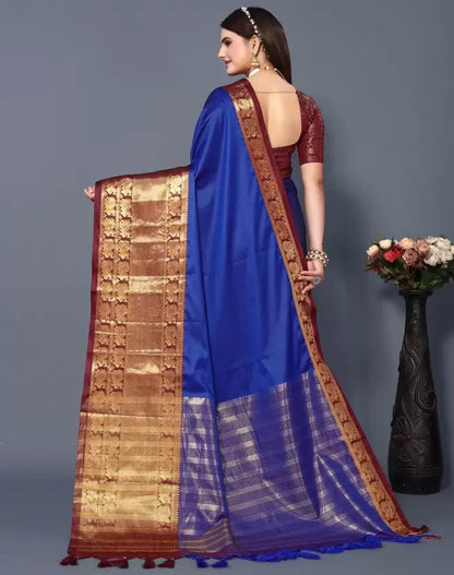 Fiza RoyalBlue Cotton Silk Saree