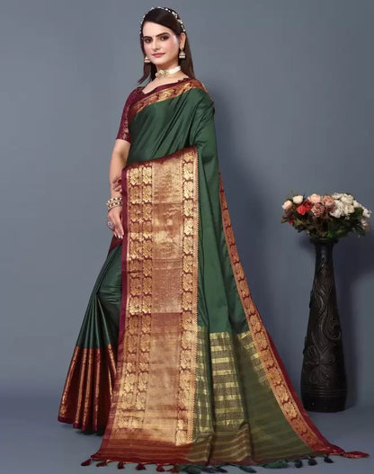 Fiza Green Cotton Silk Saree