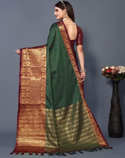 Fiza Green Cotton Silk Saree