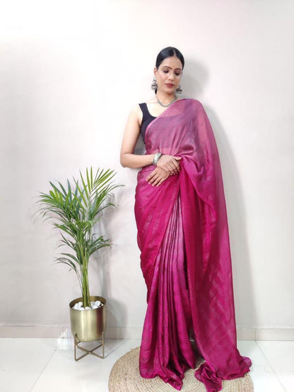 1 MIN Ready To Wear Pink Shade Saree – Pink Cherry