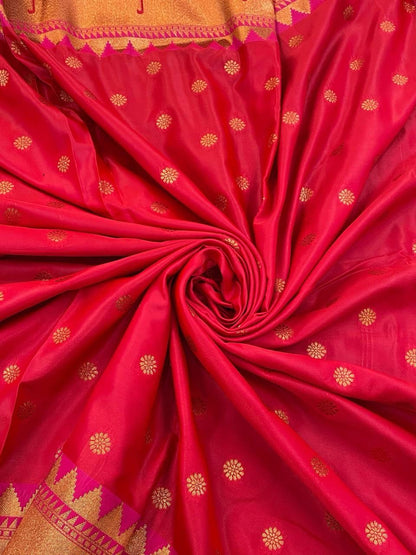 Aaru Pink Banarasi Satin Silk Saree