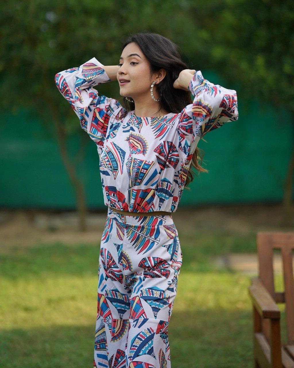 Sanjana Multipal Satin Digital Printed Co-Ord Set