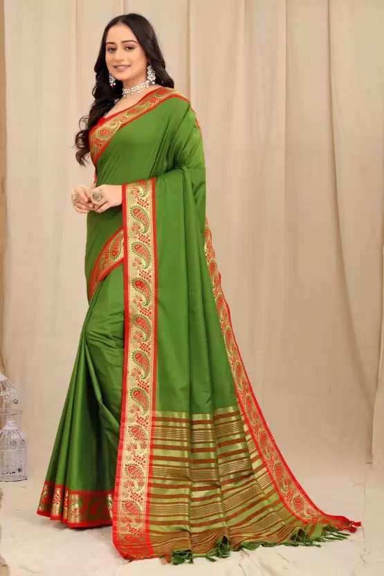 Hiya Green Cotton Silk Saree