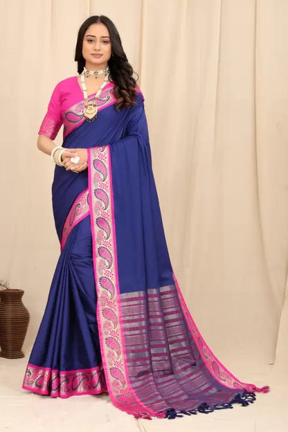 Hiya Blue Cotton Silk Saree