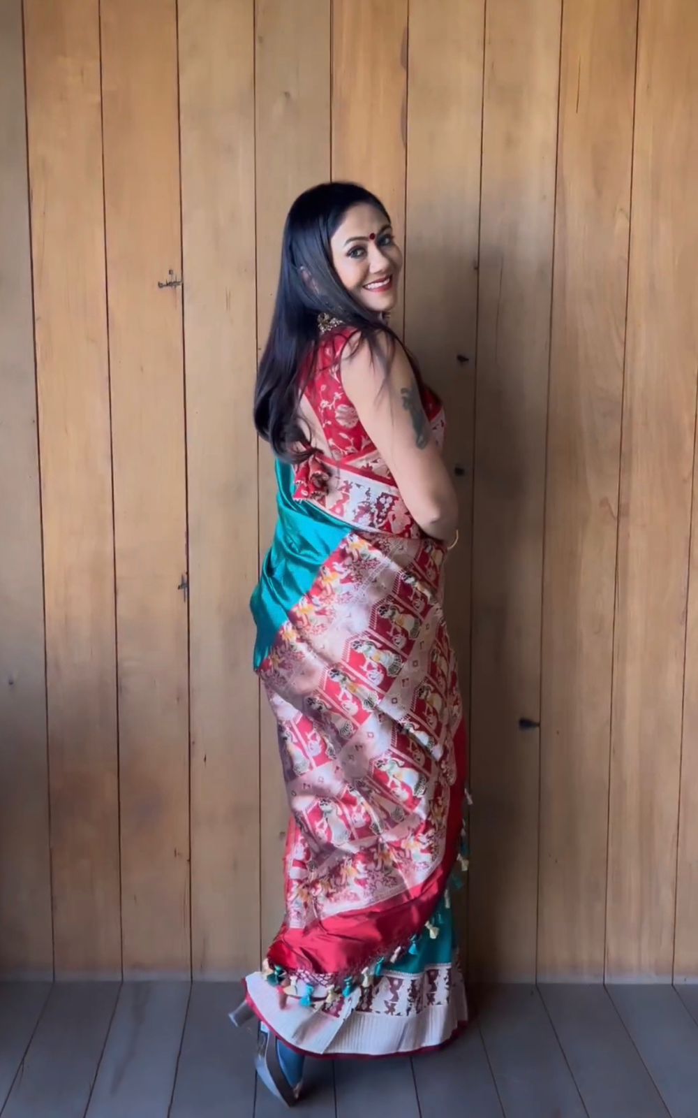 Heena RamaGreen Banarasi Saree