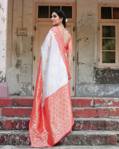 Geeta White Banarasi Silk Saree