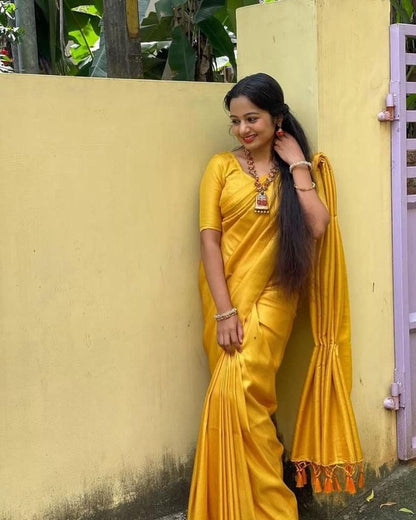 Rajavi Yellow Soft Silk Saree