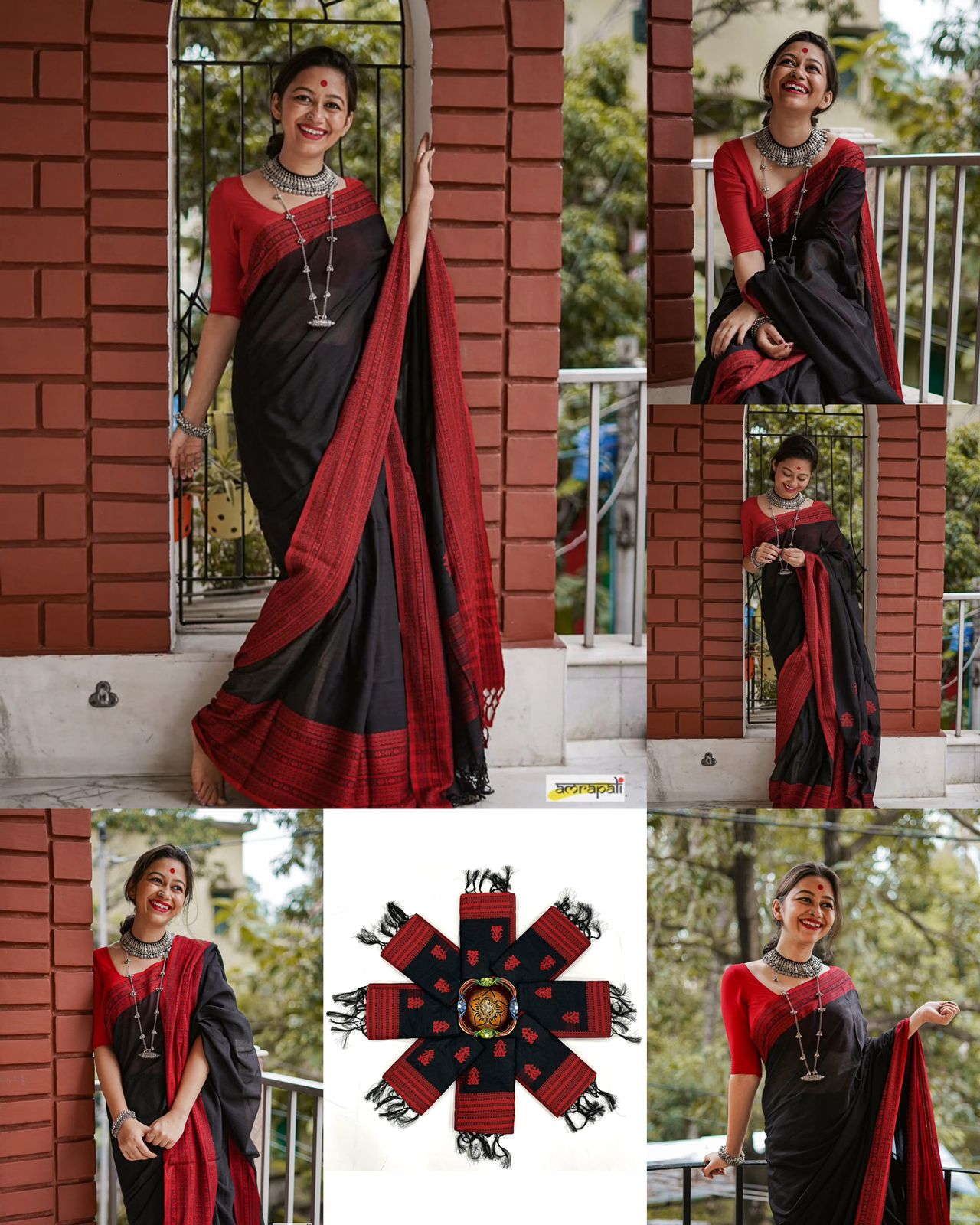 Elite Linen BlackRed Border Soft Linen Slub Saree With Optimal Blouse