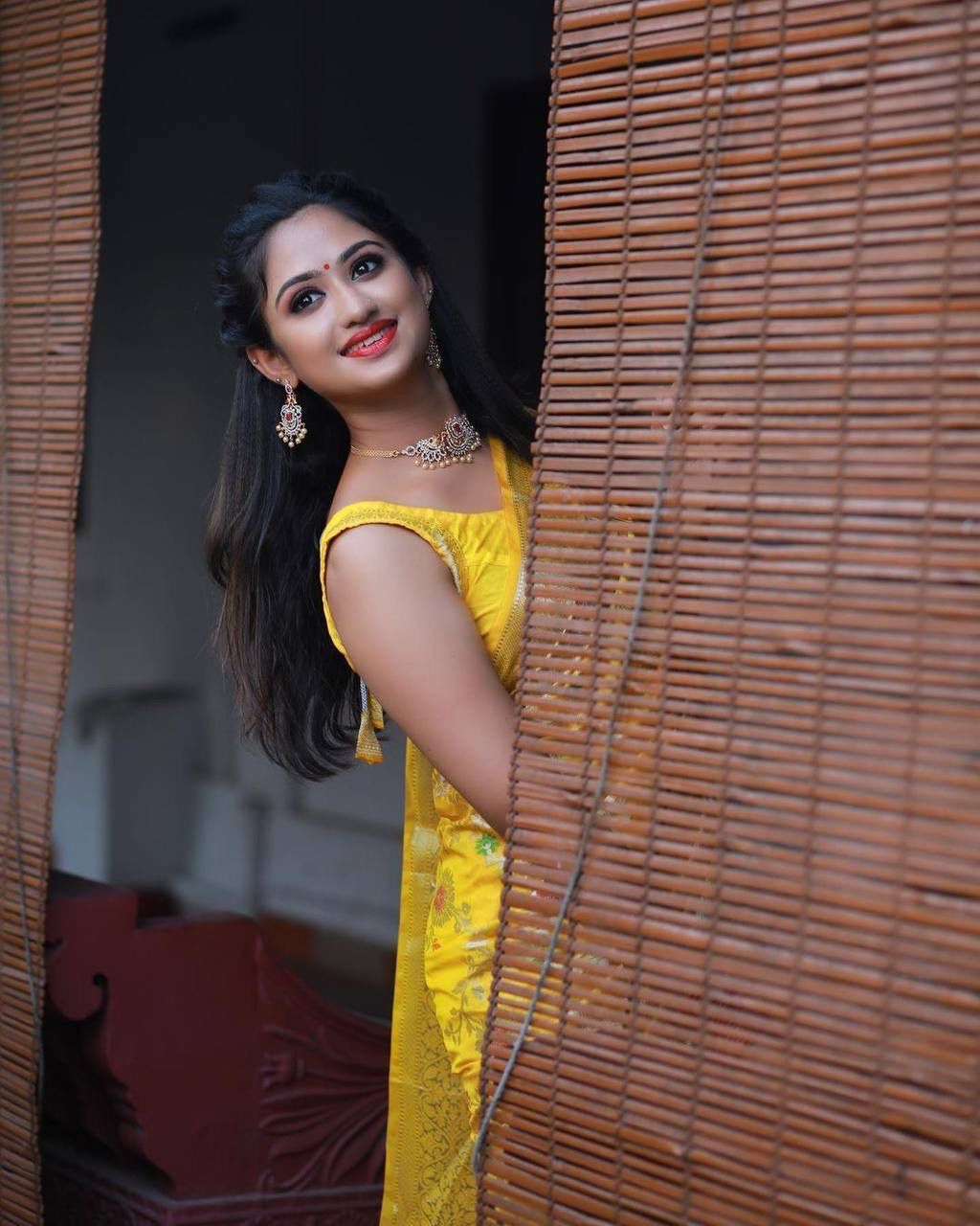 Abigail Yellow Soft Silk Floral Saree with Golden Jacquard Border &amp; Unstitched Blouse Piece