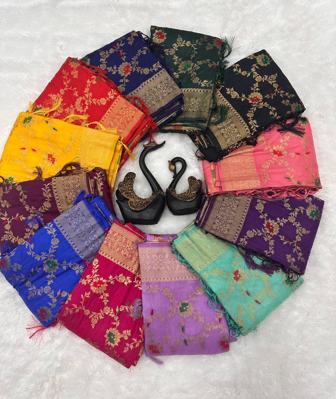 Abigail Purple Soft Silk Floral Saree with Golden Jacquard Border &amp; Unstitched Blouse Piece