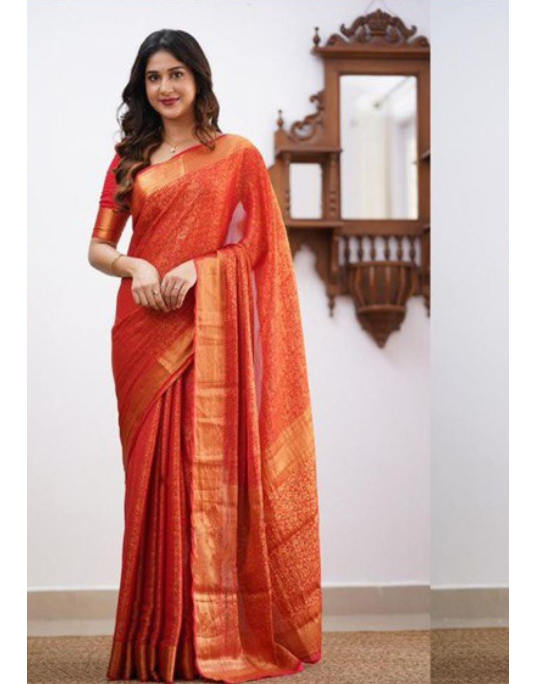 Zoya Red Soft Silk Saree