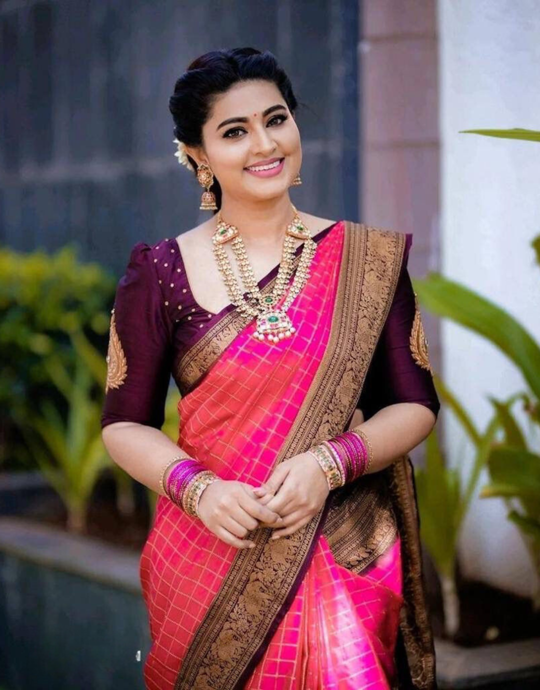 Jenilia DarkPink Silk Saree