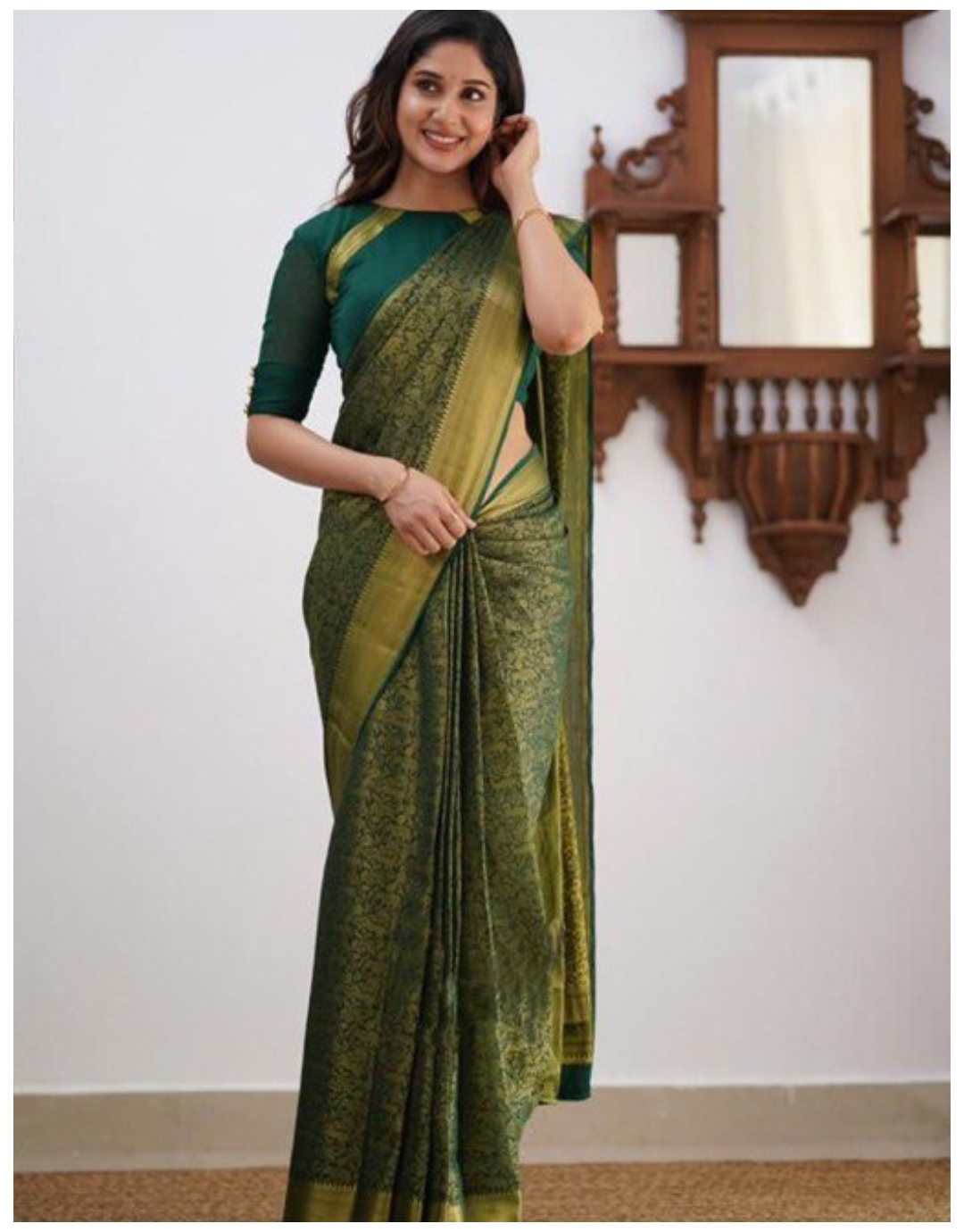 Zoya Dark Green Soft Silk Saree