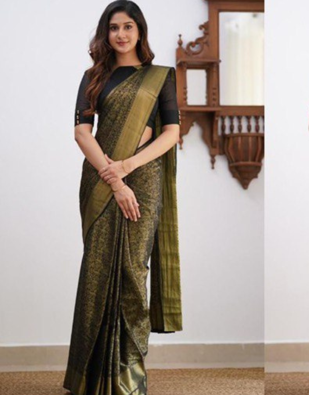 Zoya Black Soft Silk Saree