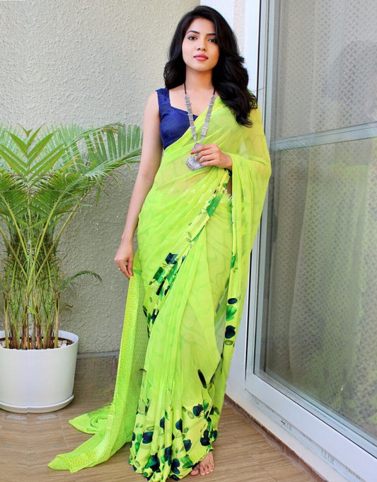 Ishika Green Soft Silk Saree