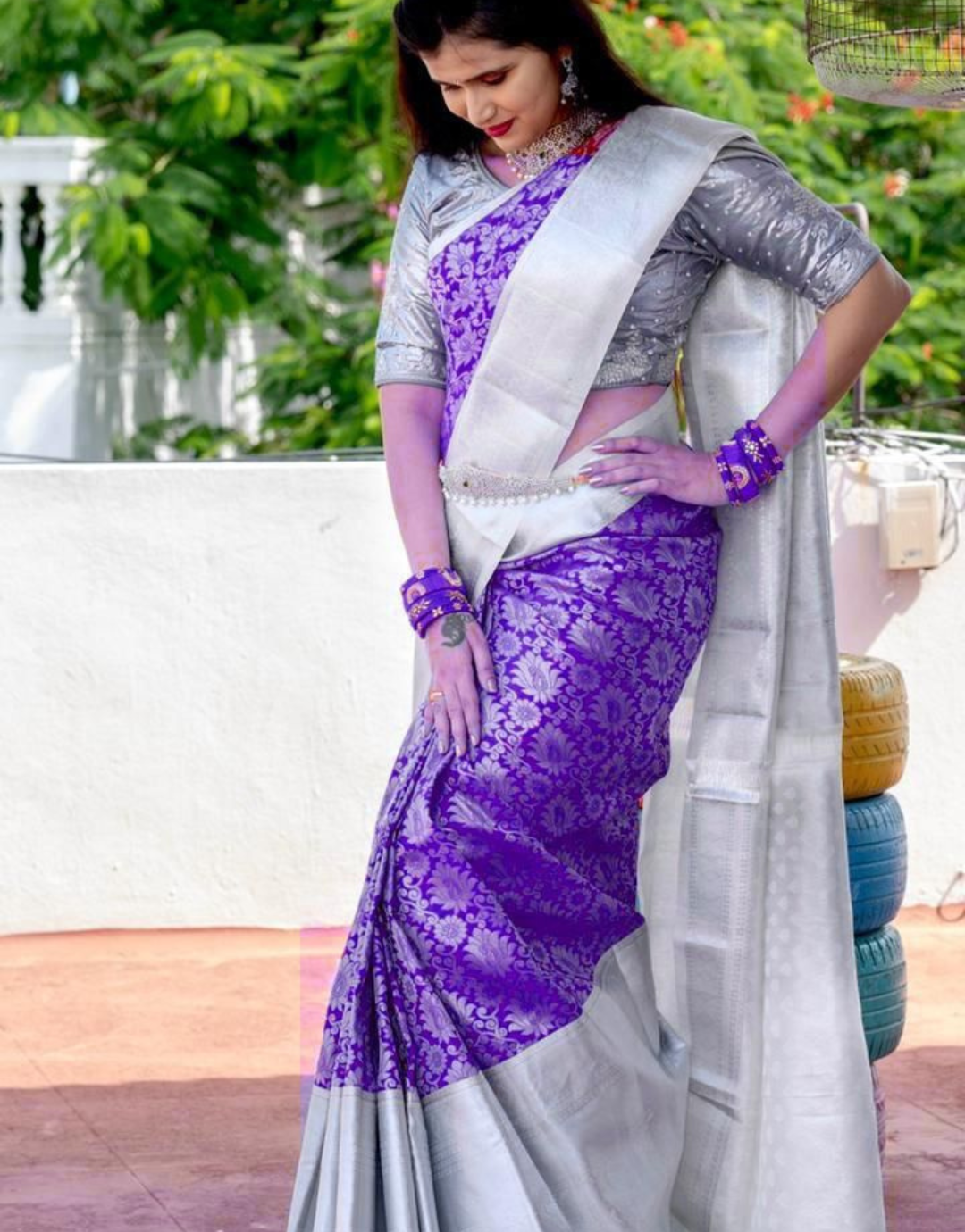 Preeta Purple Kanchipuram Silk Saree