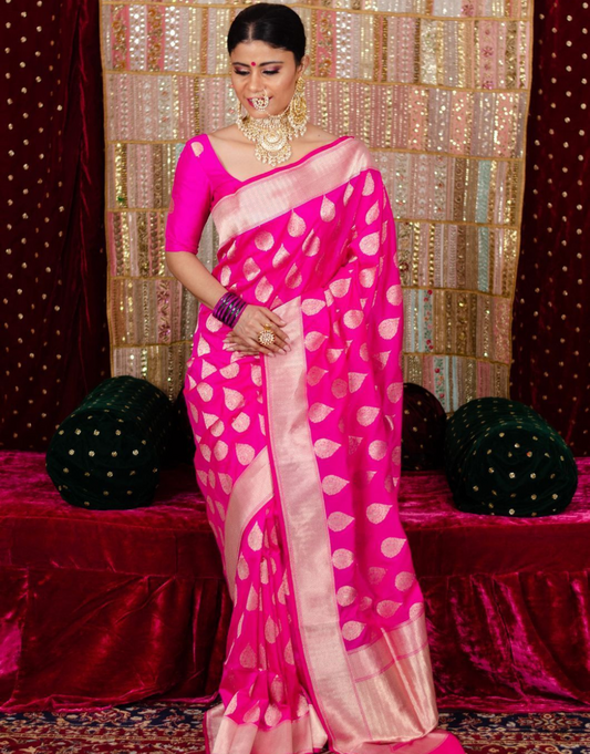 Kiara Pink Soft Silk Saree