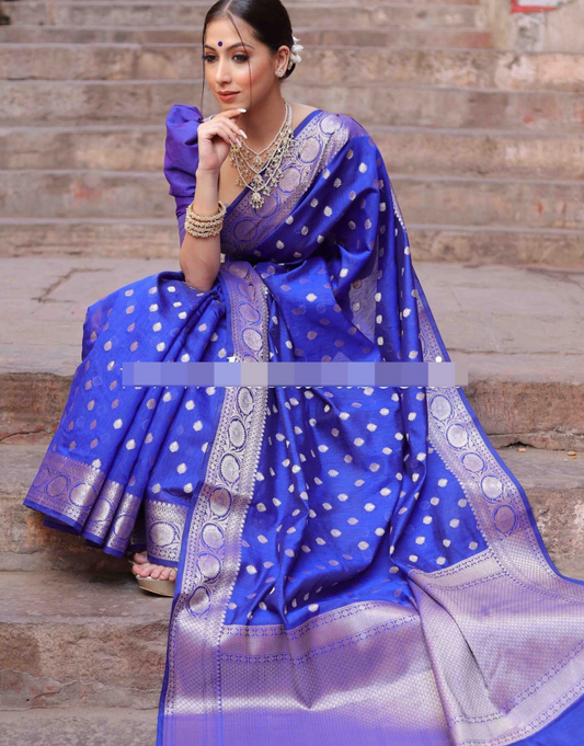 Rohini Royal Blue Banarasi saree