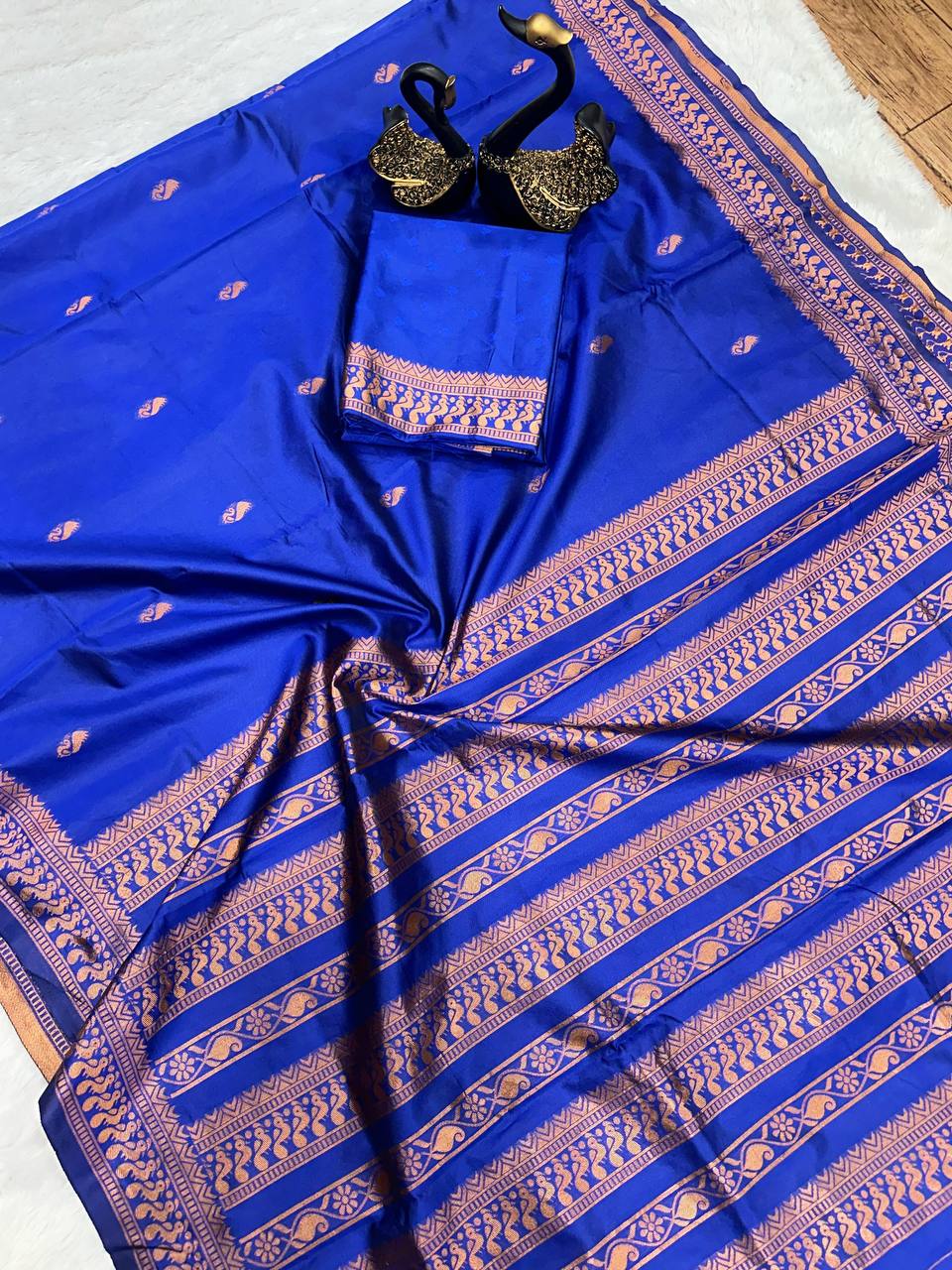 Majestic Royal Blue Banarasi Silk Saree with Rich Jacquard Design-BHAVNA