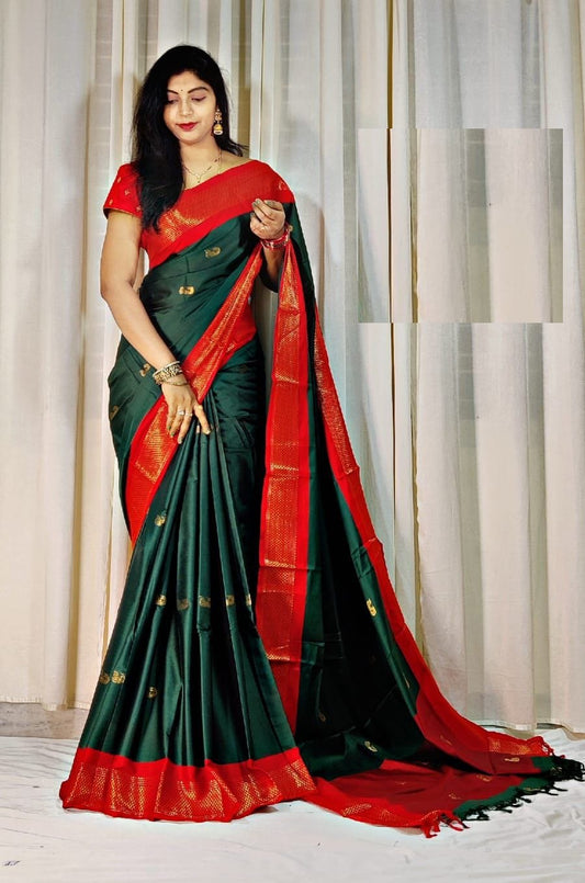 Heer Green Cotton Silk Saree