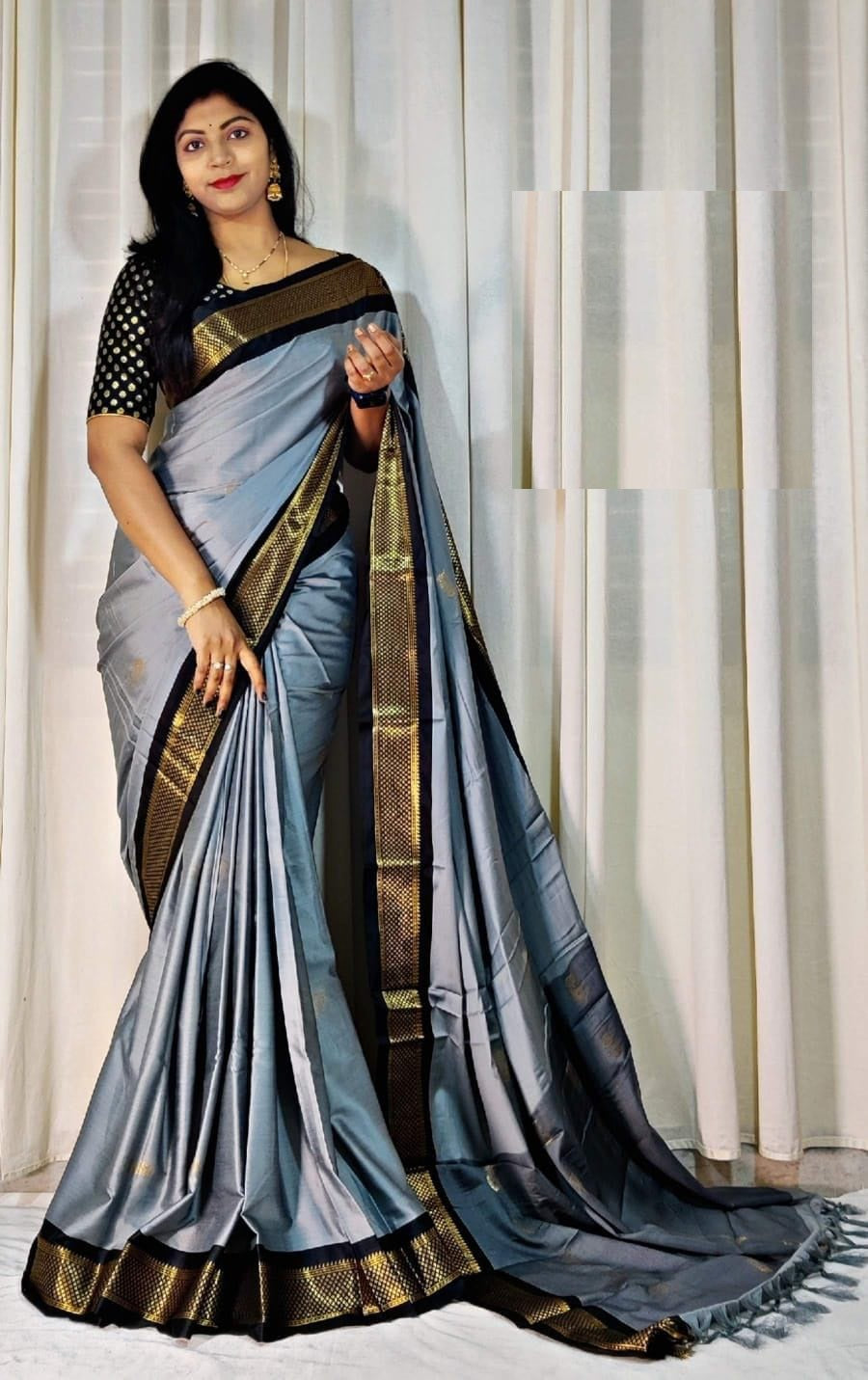 Heer Grey Cotton Silk Saree