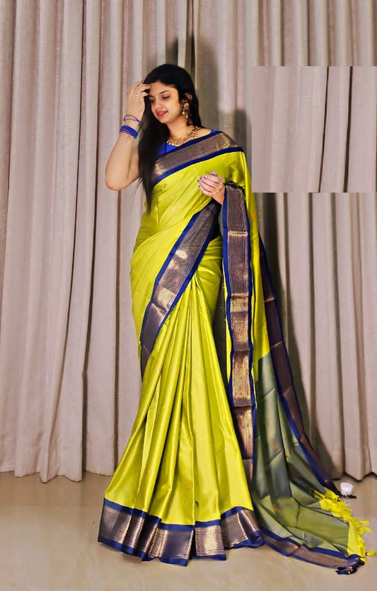 Heer Lemonblue Cotton Silk Saree