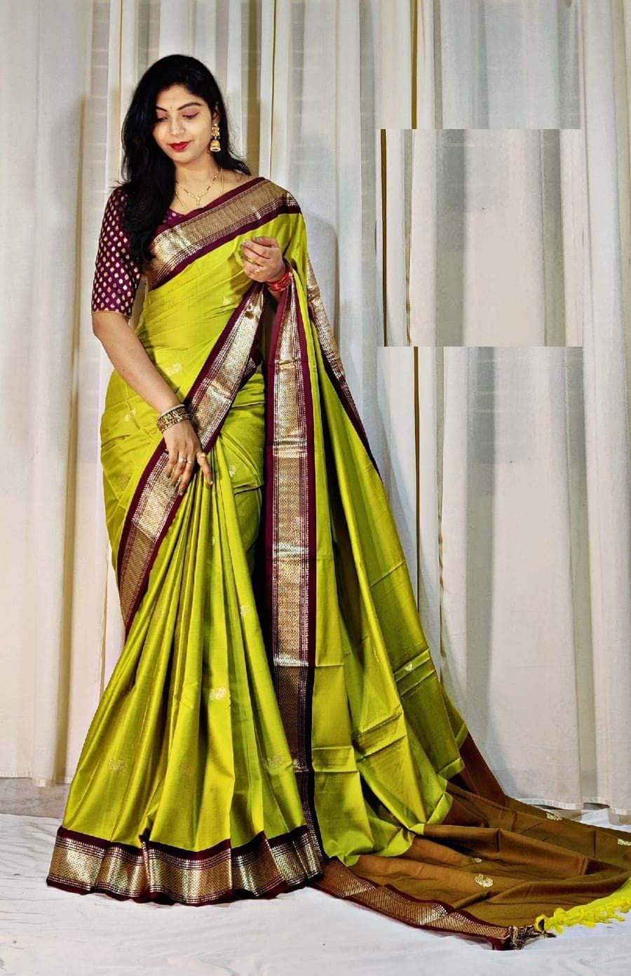 Heer Lemonbrown Cotton Silk Saree