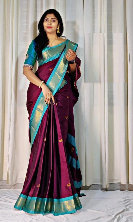 Heer Purple Cotton Silk Saree