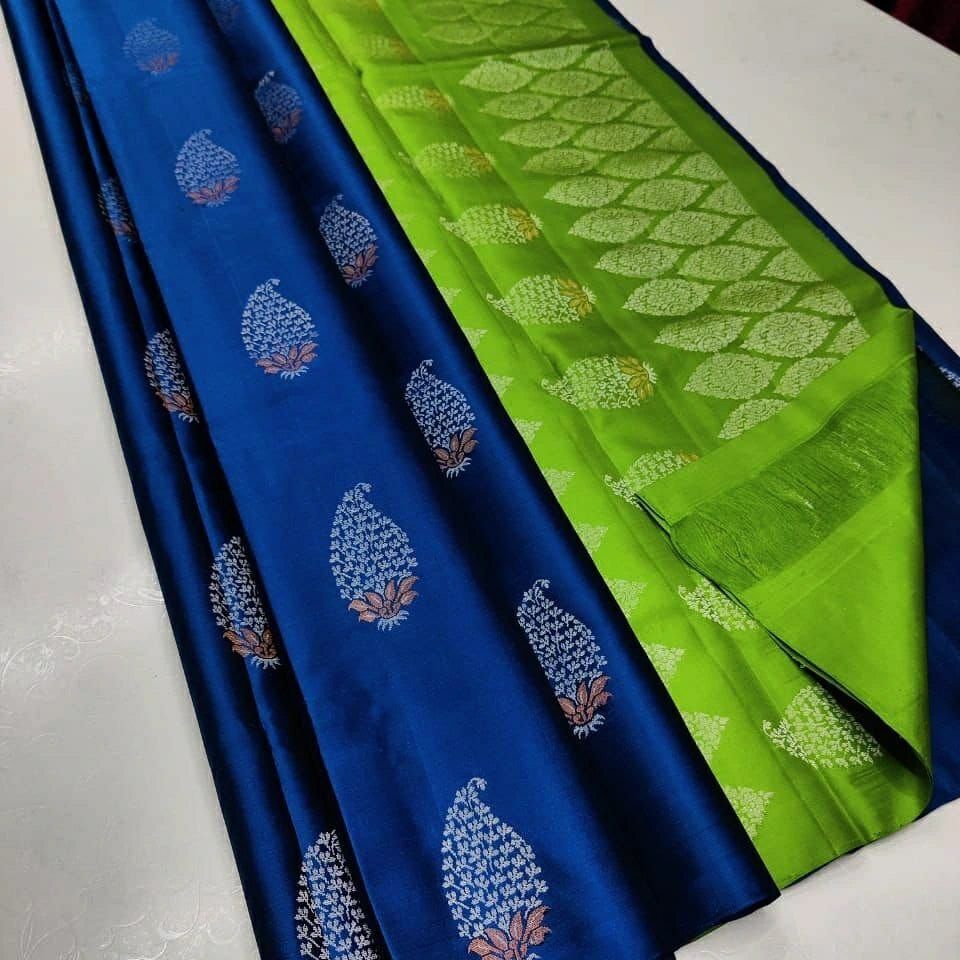 Jinita Royal Blue Soft Silk Saree