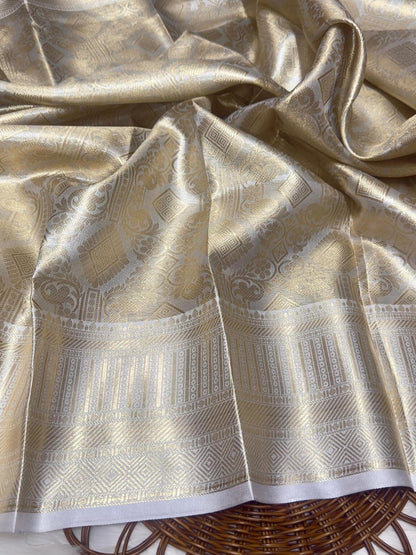 Janaki – Silver Tissue Silk Saree with Jacquard Weaving Elegance