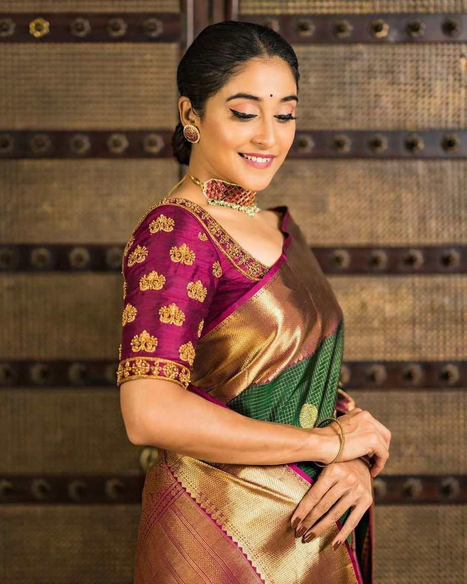 Ruhani - Beige Soft Banarasi Silk Saree with Multicolor Jacquard Work