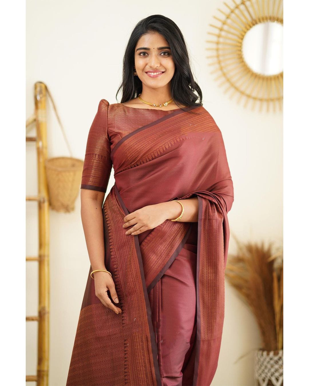 Dipti Wine Soft Silk Saree With Imaginative Blouse Piece Attached