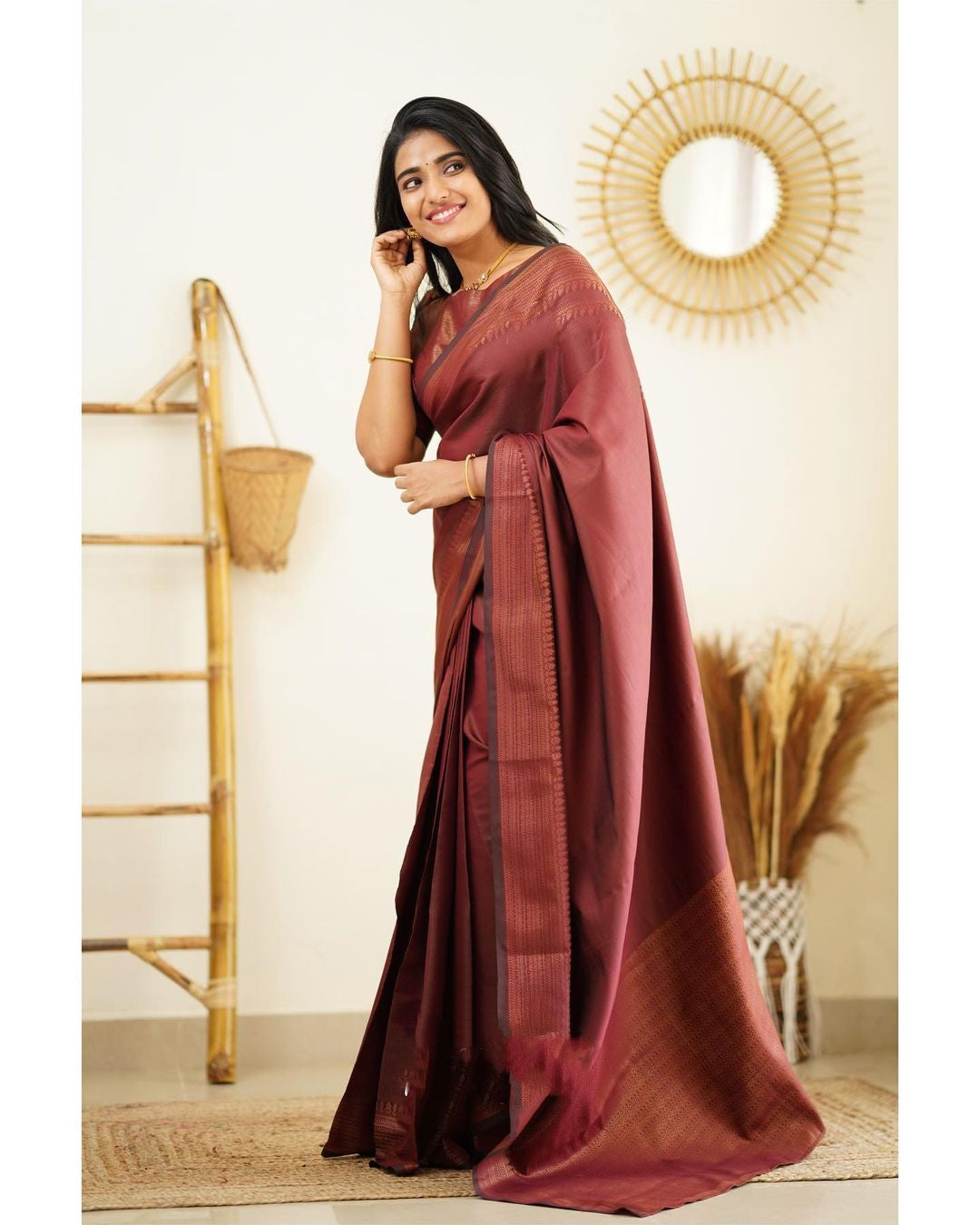 Dipti Wine Soft Silk Saree With Imaginative Blouse Piece Attached