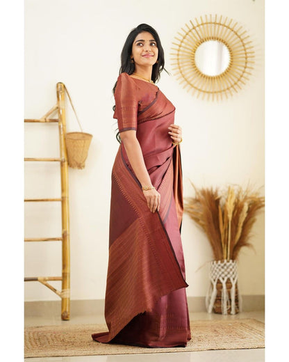 Dipti Wine Soft Silk Saree With Imaginative Blouse Piece Attached