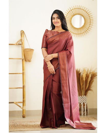 Dipti Wine Soft Silk Saree With Imaginative Blouse Piece Attached